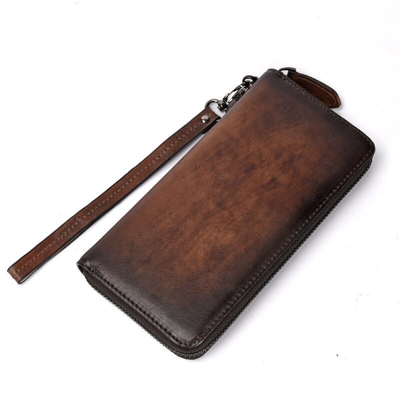 شجرة جيلي جلدية الأعمال الرجعية الرجال محفظة اليد مصقول متعدد بطاقة يده حقيبة محفظة جلدية عادية