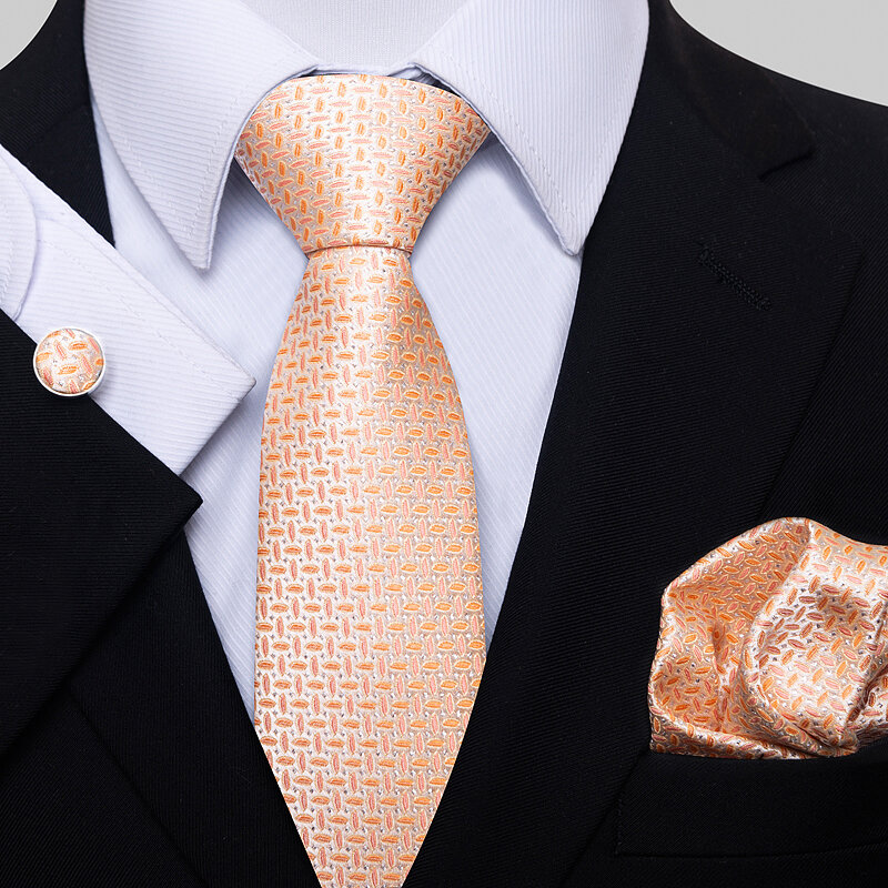 ماركة الموضة نيس اليدوية رابطة عنق حرير منديل مجموعة أزرار الأكمام للرجال ربطة عنق برتقالي بيزلي قميص اكسسوارات عيد عاشق