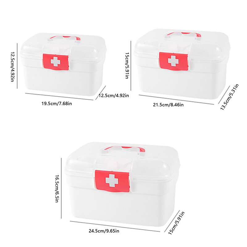 صندوق عدة الإسعافات الأولية ذات سعة كبيرة ، منظم الدواء ، حاوية التخزين ، صندوق الإسعافات الأولية للأسرة ، محمول
