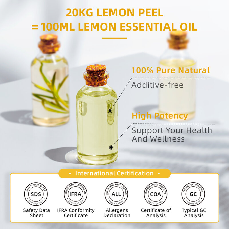 HIQILI 100 مللي الليمون الزيوت الأساسية للناشر/المرطب/التدليك/الروائح الزيوت العطرية للشمعة/صنع الصابون والعناية بالشعر