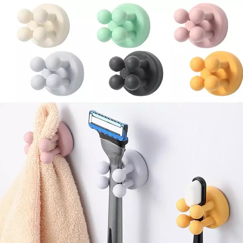 خطاف سيليكون مجاني للحمام ، حامل حلاقة ، خطاف تخزين ، رف ماكينة حلاقة الحائط ، تنظيم حوامل فرشاة الأسنان