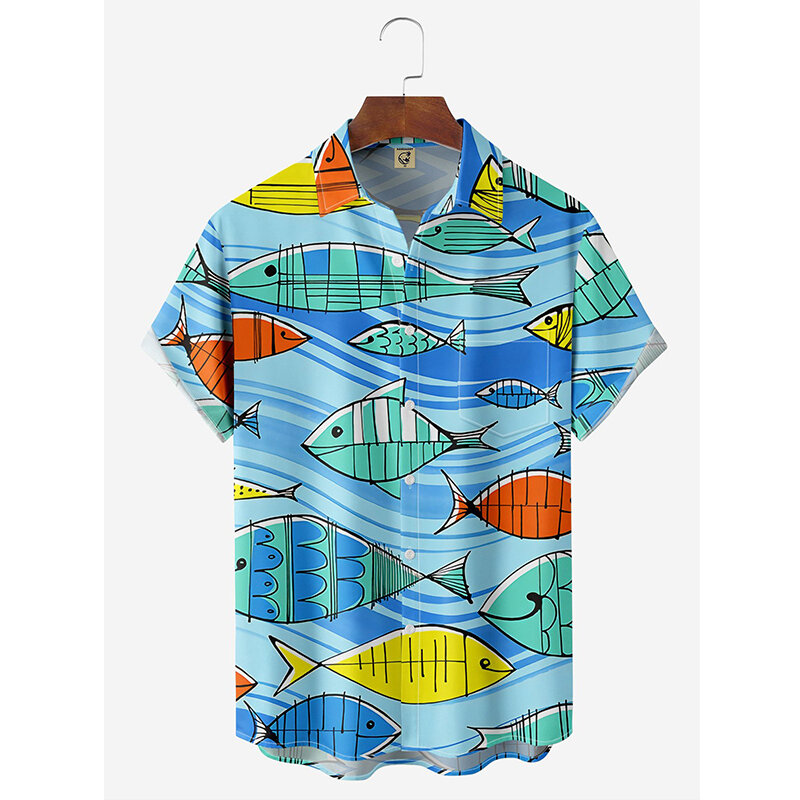 قميص رجالي هاواي مطبوع عليه رسومات ، ملابس مصمم كبير الحجم ، قميص شاطئ ، هاواي ، هاراجاكي ، ثلاثي الأبعاد ، سفر ، صيف ،