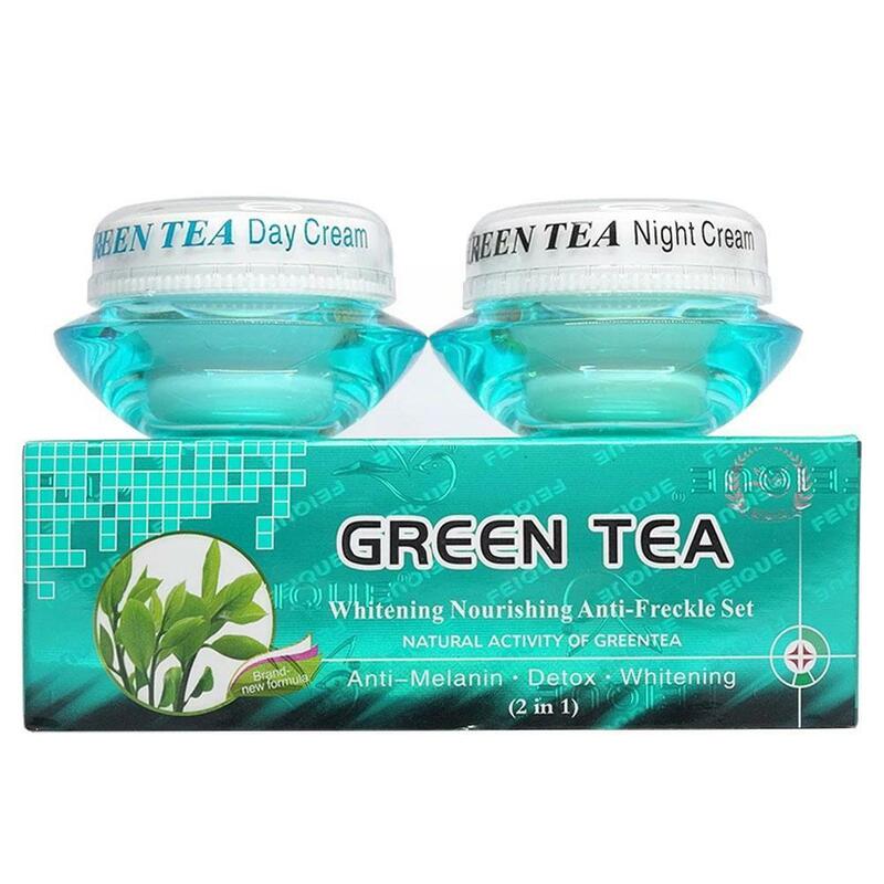 الشاي الأخضر تبييض مغذية مكافحة النمش مجموعة الطبيعية Greentea ليلة يوم النشاط كريم كريم A8K0
