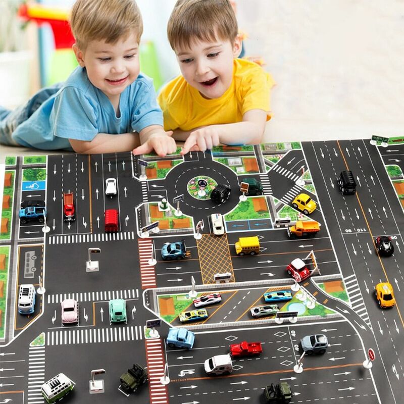 حصير لعب للأطفال للأطفال ، حصيرة طريق ، سجادة طريق ، حصيرة لعب ، إشارات مرور ذاتية الصنع ، حصائر تسلق ، موقف سيارات في المدينة