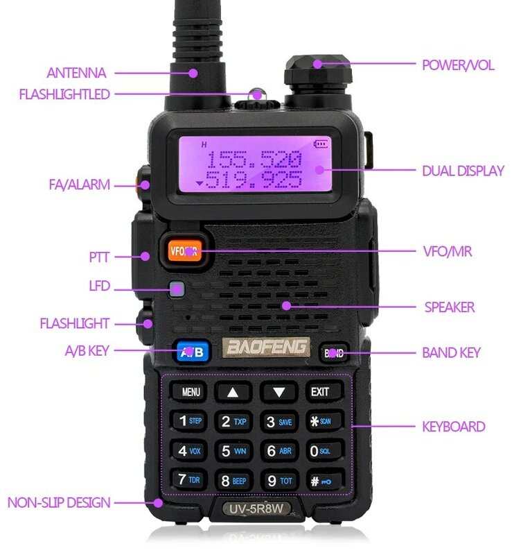 راديو Baofeng Walkie Talkie UV 5R 5W 8W ثنائي النطاق ، راديو Vhf Uhf FM للصيد 16