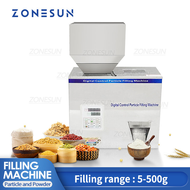 ZONESUN-جهاز ذكي لحشو الطعام بالبودرة ، حقيبة كيس أكياس الحبوب ، وزنها وملء الجهاز ، ZS-500C ، 5-500 جرام