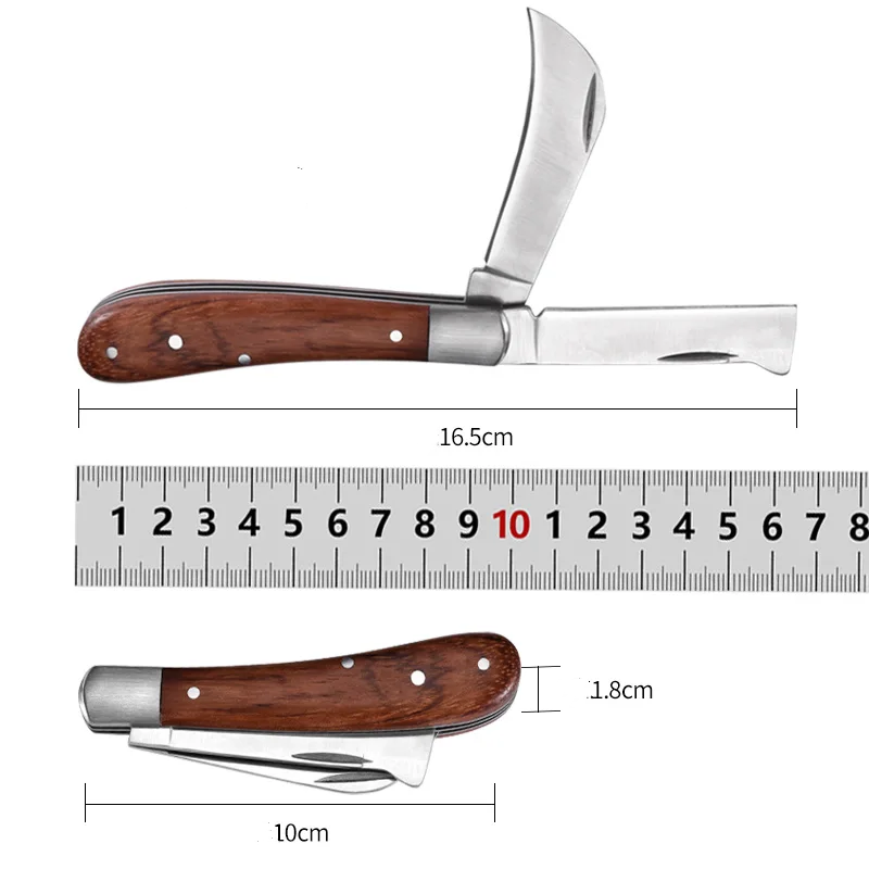 سكين المهنية للطي للحديقة ، سكين التقليم ، قطع شجرة الفاكهة ، مقبض خشبي ، أدوات التطعيم
