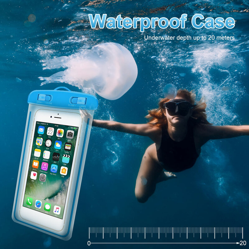 حقيبة هاتف عالمية مقاومة للماء حقيبة سباحة الغوص الانجراف تحت الماء حقيبة حقيبة جافة غطاء للهاتف المياه الرياضة الشاطئ