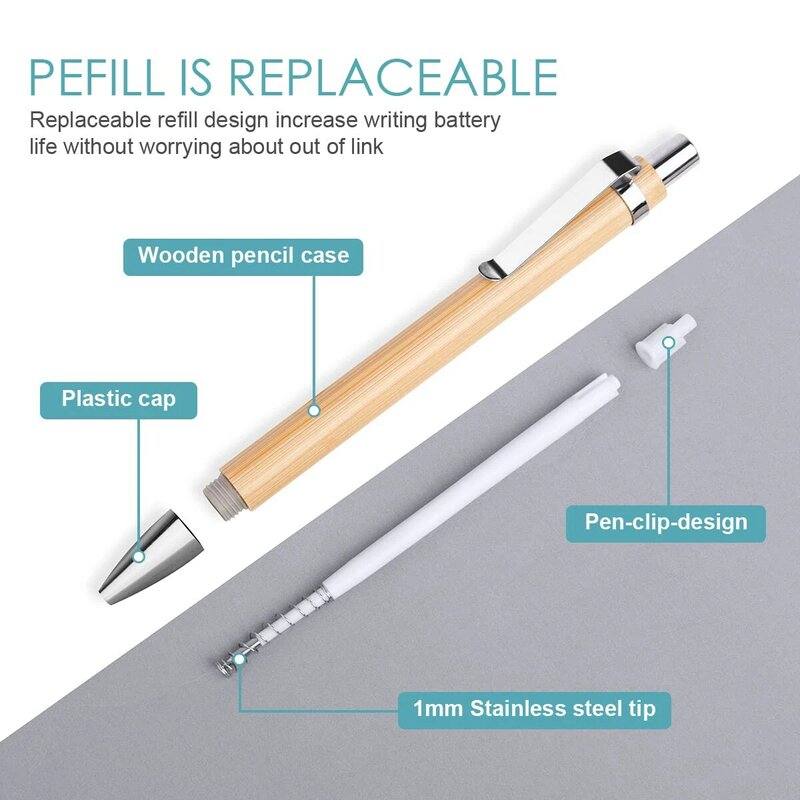 قلم حبر جاف من خشب البامبو ، أقلام حبر جاف للأعمال التجارية للكتابة المدرسية ، أقلام حبر جاف للأعمال ، 50 لكل مكان