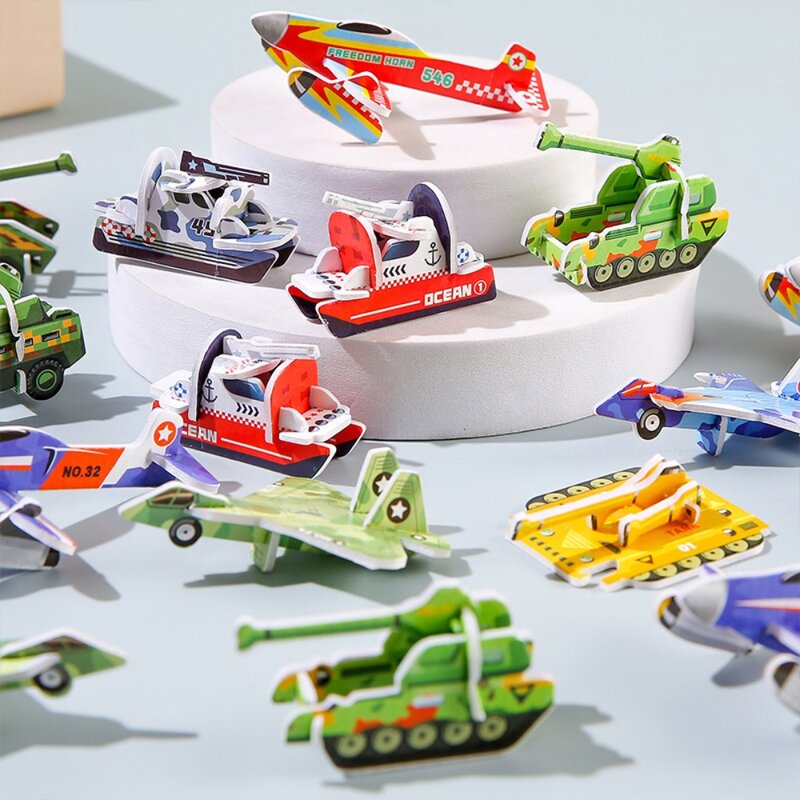 أحجية ورقية إبداعية ثلاثية الأبعاد للأطفال ، أحجية صغيرة ، ألغاز ممتعة ، دبابات طائرات ، موديل عسكري ، هدايا أطفال ، 10: 50: 20