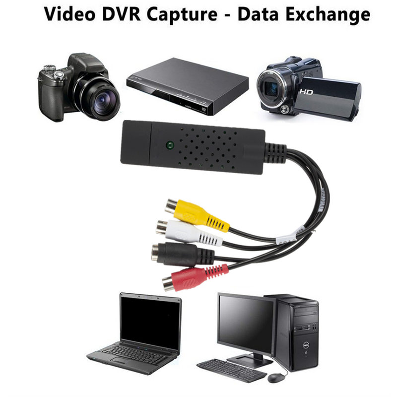 LccKaa-USB محول بطاقة التقاط الفيديو الصوتي مع كابل USB ، USB 2.0 إلى RCA ، محول للتلفزيون ، DVD ، VHS ، الجهاز