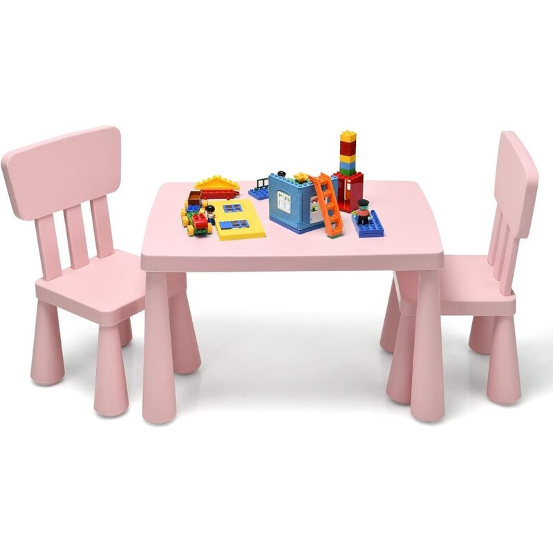 طاولة وكرسي للأطفال من كوستزون ، طاولة أنشطة بلاستيكية للأطفال للقراءة والرسم ووقت الوجبات الخفيفة والفنون ، 3 * *