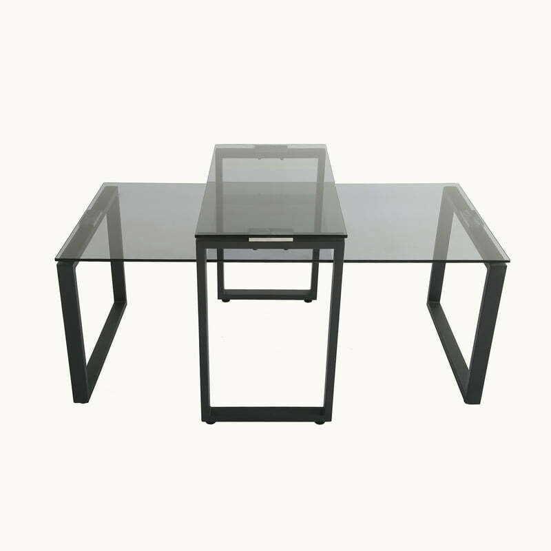 طاولة القهوة الزجاجية الحديثة ، طاولات نهاية لغرفة المعيشة ، طاولة التعشيش للمنزل والمكتب ، مجموعة 2 قطعة