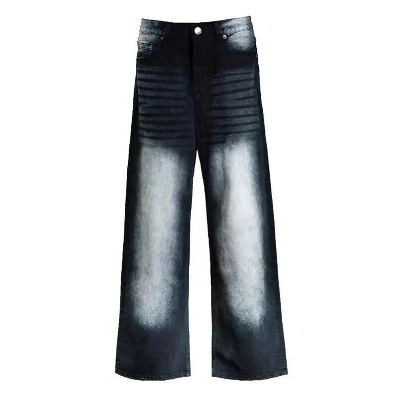 سروال جينز نسائي واسع الساق من ديبتاون ، جينز عتيق كبير الحجم ، بنطلون مستقيم عالي الخصر ، ملابس الشارع غير الرسمية ، هراجاراجاو ، Y2K ، الربيع