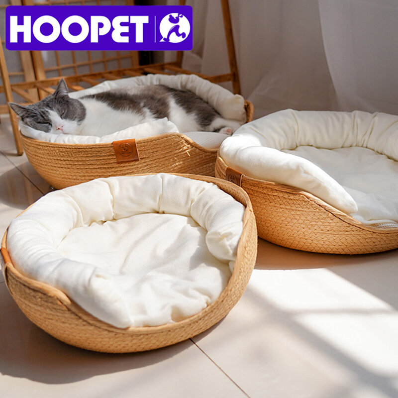 هوبيت-اليدوية الخيزران النسيج سرير الحيوانات الأليفة ، عش دافئ ، بيت القط ، جرو و الكلب ، أريكة سرير ، أربعة مواسم ، القط الملحقات