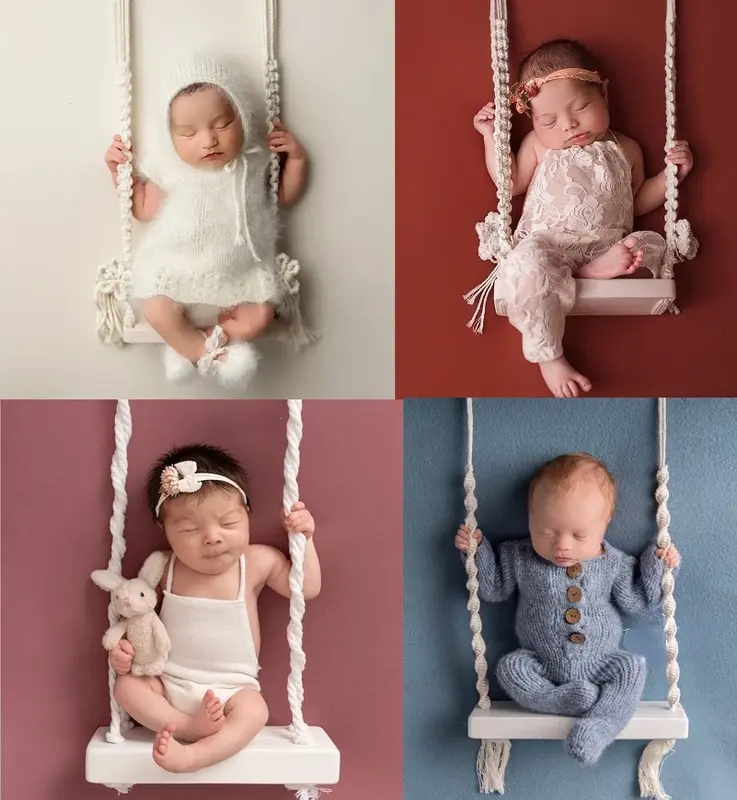 طفل سوينغ المولود الجديد التصوير الدعائم كرسي خشبي الأطفال Posing المعونة الأثاث الرضع صور اطلاق النار الملحقات