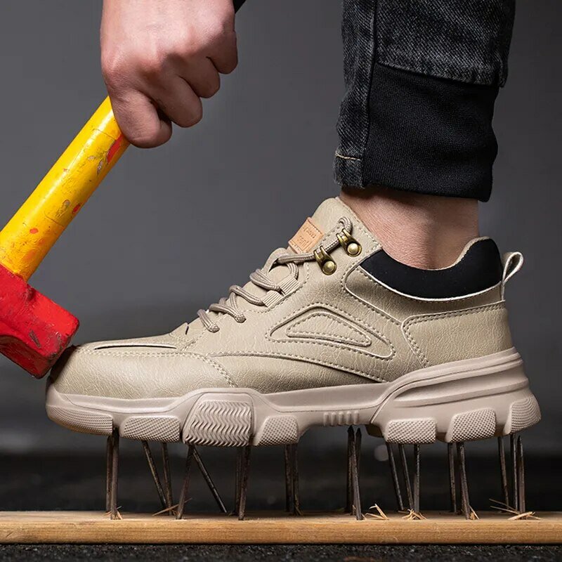 أحذية رياضية عالية الجودة للرجال من أسلاك الفولاذ بإبزيم دوار أحذية غير قابلة للتدمير مضادة للثقب
