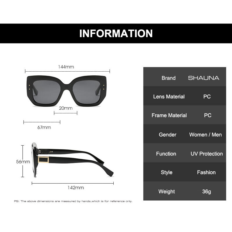 SHAUNA المسامير موضة ساحة النظارات الشمسية النساء العلامة التجارية مصمم ريترو الأزرق الأرجواني نظارات الرجال التدرج نظارات شمسية ظلال UV400