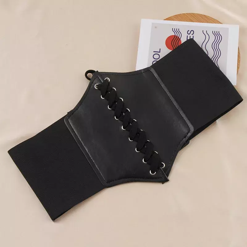 مشد جديد الشرير الأسود حزام عريض بولي Leather جلدية التخسيس أحزمة الجسم للنساء مرونة عالية الخصر حزام الإناث Cummerbunds
