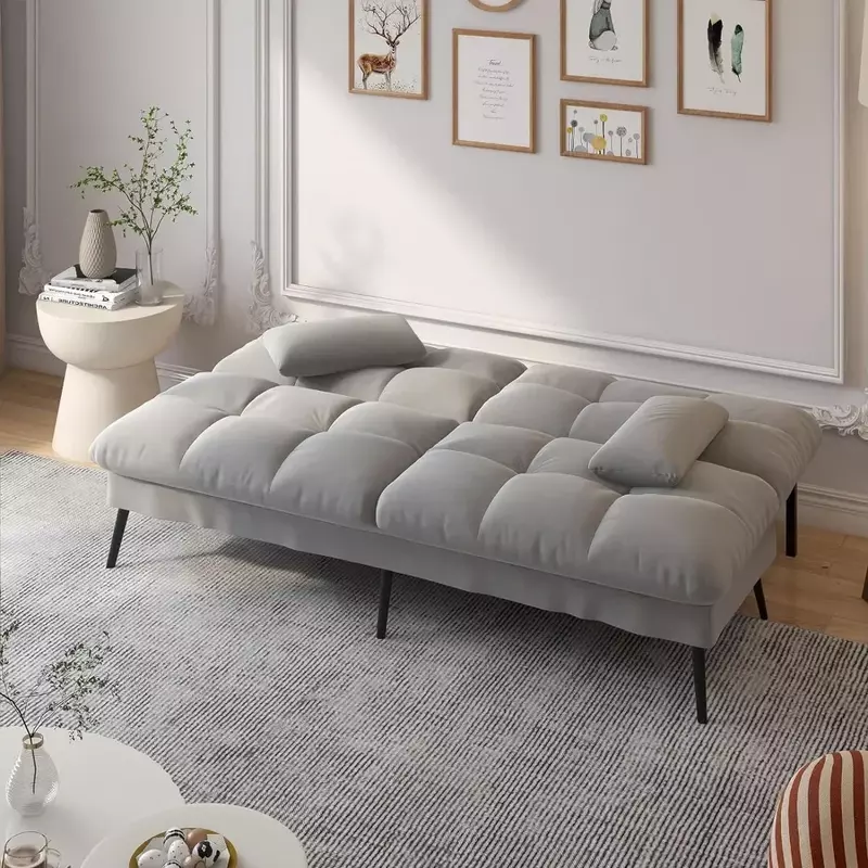 سرير أريكة قابل للتحويل مع مسند ظهر قابل للتعديل ، أريكة فوتون قماشية 68 "لأثاث غرفة المعيشة