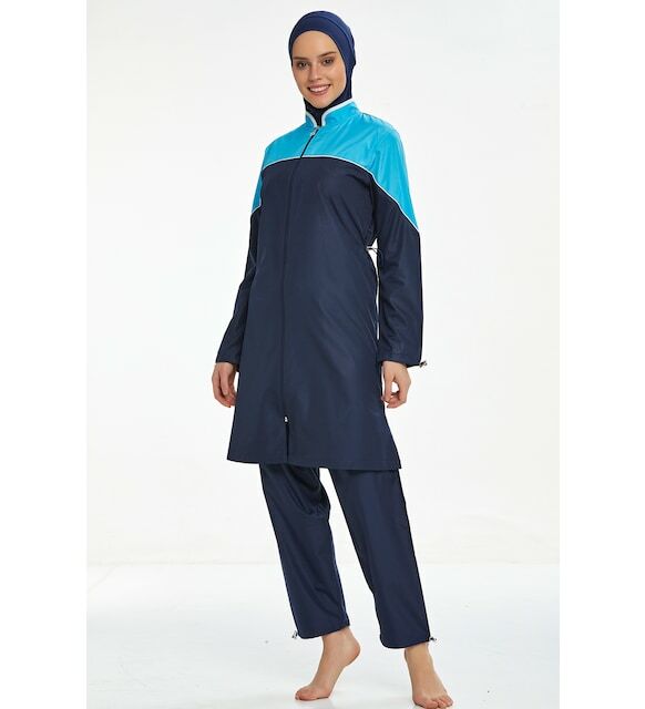 مارسيفا 0552-22 الأزرق الداكن الداكن الكامل مغلق الحجاب ملابس السباحة