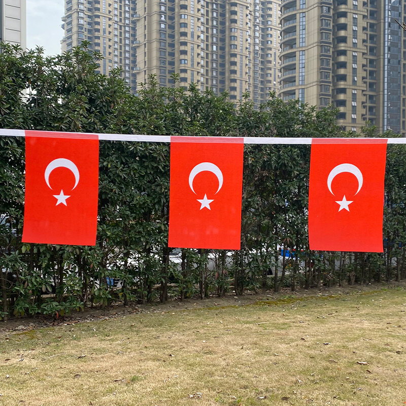 Aerlxemrbrae 20 قطعة/الوحدة تركيا الرايات الأعلام 14x21 سنتيمتر بينانت تركيا سلسلة راية البنط مهرجان حفلة عيد