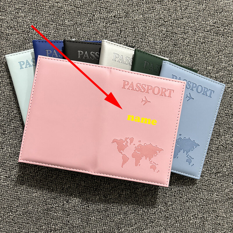 حامل بطاقة اسم قابل للتخصيص للرجال والنساء ، غطاء جواز سفر ، حقيبة عمل ، محفظة سفر ، لون ذهبي