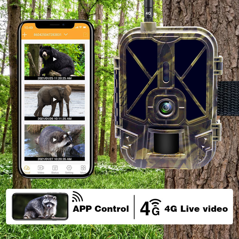 كاميرا درب صيد مع تطبيق وسائط البث المباشر ، HC940PRO ، 4G ، 30mp رؤية ليلية ، كاميرا بث مباشر ، خدمة سحابية ، استخدام بطارية AA ، مصائد صور ، 4G