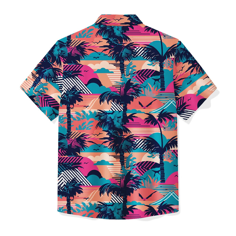 قميص هاواي للجانبين مع عزر المراكب الشراعية ، قمصان شاطئ كبيرة الحجم ، ملابس خروج قصيرة الأكمام للرجال والنساء