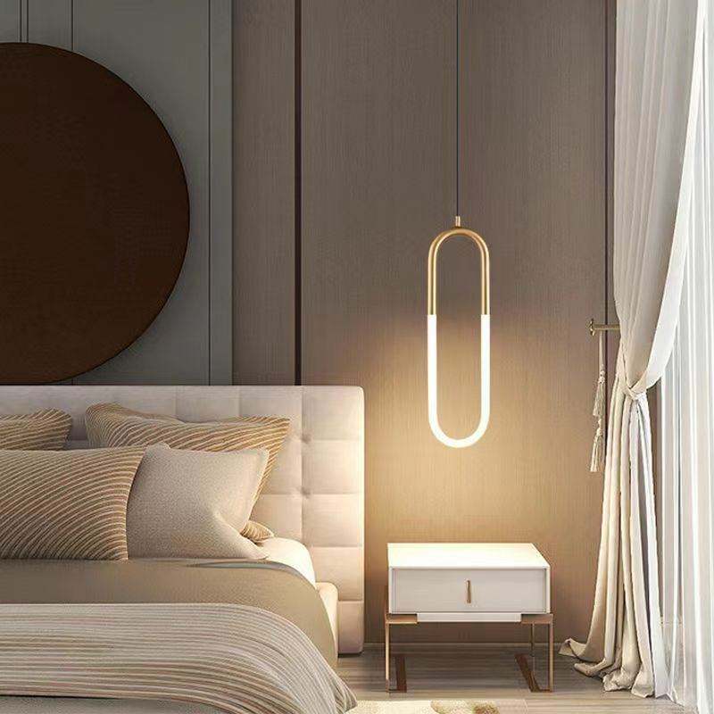 مصباح سلكي معلق على شكل حرف U شمالي ، إضاءة حديثة ، فاخرة ، بسيطة ، إضاءة ، غرفة معيشة ، غرفة نوم ، جانب السرير