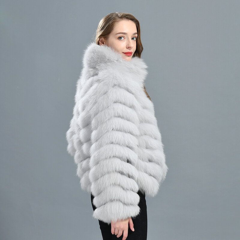 امرأة ريال فوكس معطف الفرو مع عالية الجودة الحرير بطانة الشتاء الدافئة عكسها سترة سيدة الموضة الفاخرة الفراء Casaco جديد وصول