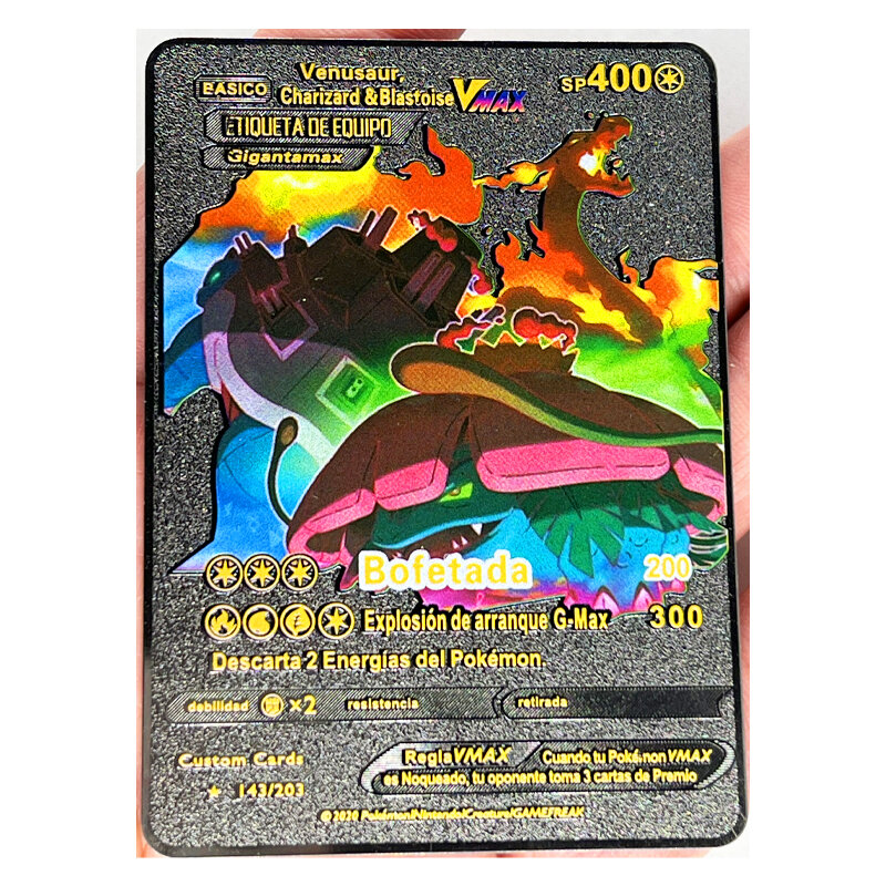 27 أنماط بوكيمون Mewtwo وعاء من الستانليس ستيل الأسود بطاقة معدنية VMAX لعب هوايات هواية المقتنيات لعبة جمع بطاقات أنيمي