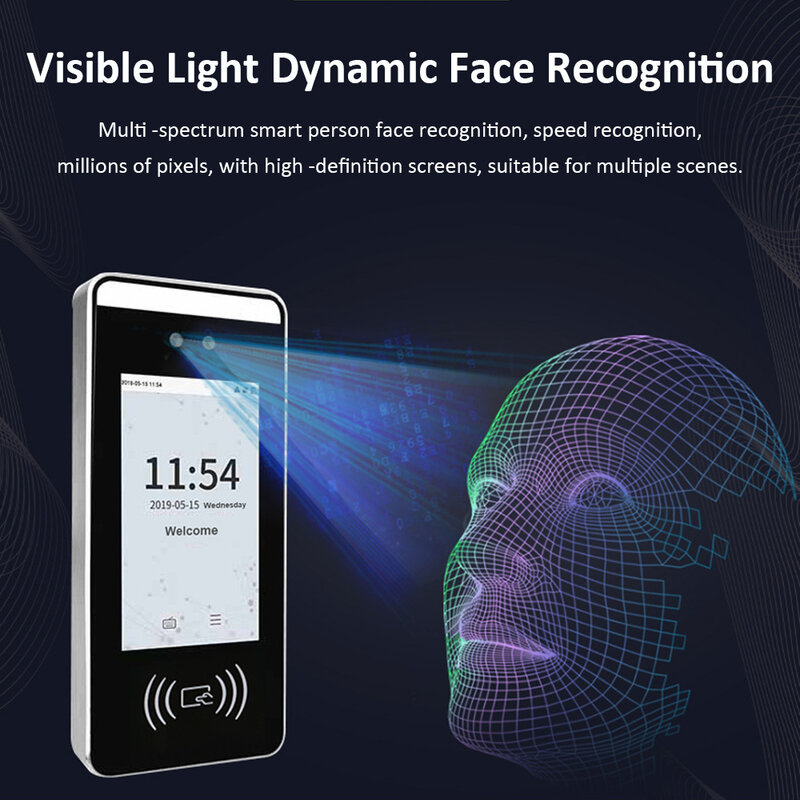 ZK-الضوء المرئي البيومترية ، النخيل ، التعرف على الوجه الوجه ، بطاقة تتفاعل ، التحكم في الوصول إلى الباب ، آلة الوقت Attchime ، Xface60