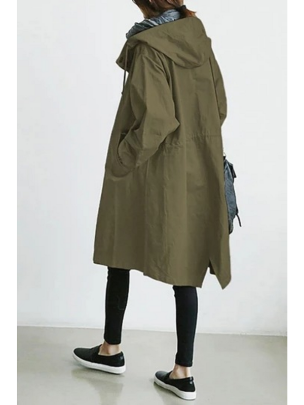 S-5XL حجم شيك المرأة خندق معطف مع زر قبعة المرأة عادية طويلة ملابس خارجية فضفاضة معطف الخريف الشتاء الموضة