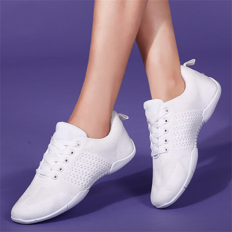 ARKKG-الطائر نسج التشجيع أحذية الرقص للأطفال ، تنفس أحذية رياضية بيضاء للفتيات ، التشجيع أحذية التدريب للنساء
