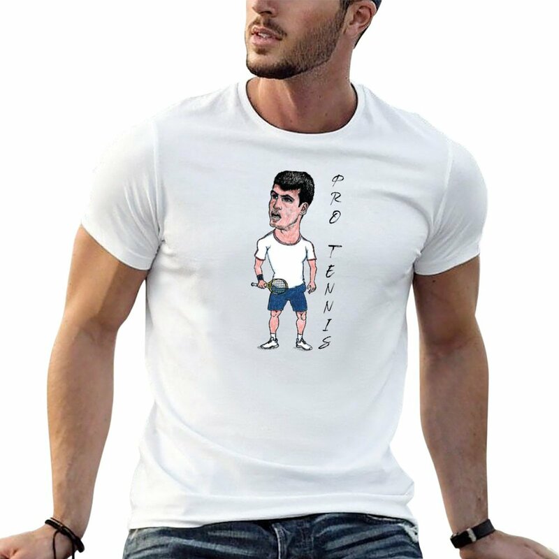 كارلوس الكاراز-قميص رجالي كاريكاتير ، بلوزات بمقاسات كبيرة ، ملابس صيفية ، طبعة جديدة