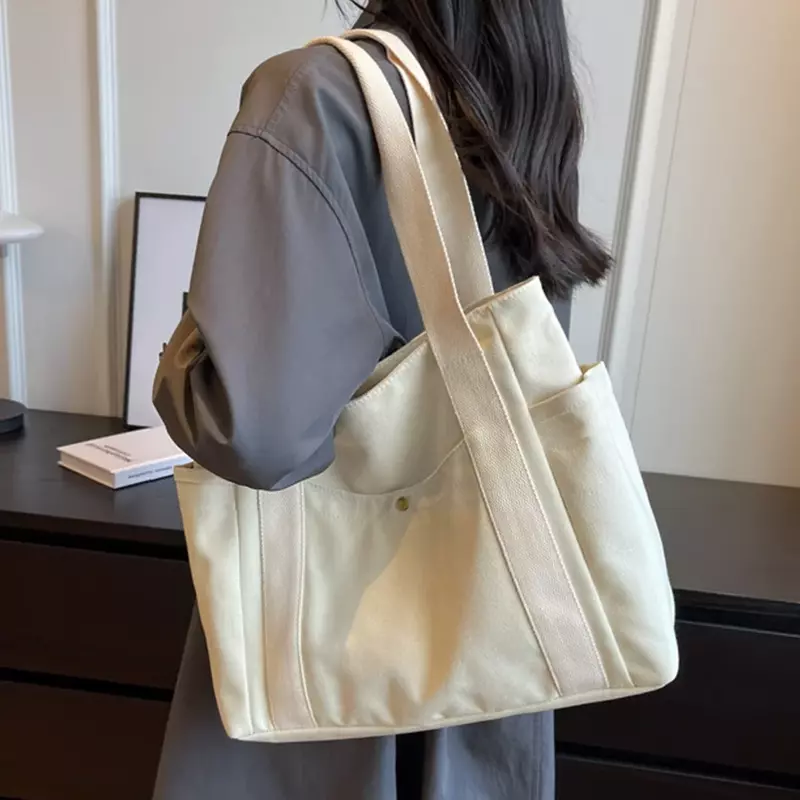 حقائب كتف قماشية متعددة الوظائف للنساء ، حقيبة يد بسيطة عصرية ، حقائب تسوق ، سلسلة نمط الطلاء