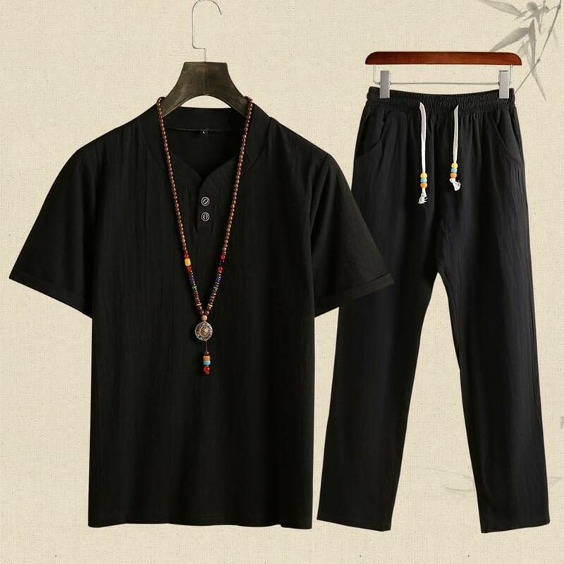 قميص عادي ودية الجلد ومجموعة السراويل ، تي شيرت بسيط س الرقبة ، بدلة جيوب طويلة ، قميص امتصاص العرق