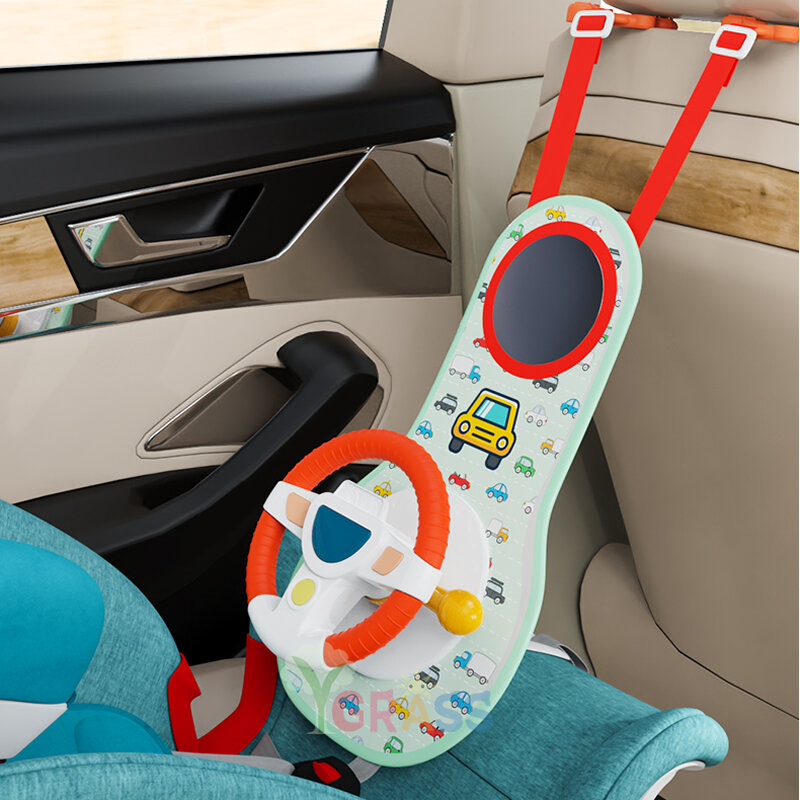 مقعد سيارة للأطفال لعبة محاكاة عجلة القيادة الموسيقية لعبة مع ضوء النشاط مقعد السفر طفل لعب للأطفال الرضع فتاة الصبي الهدايا