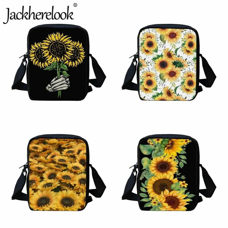Jackherelook عباد الشمس نمط رسول حقائب للأطفال Crossbody حقائب أطفال بنات صغيرة السفر حقيبة تسوق مخصصة هدية