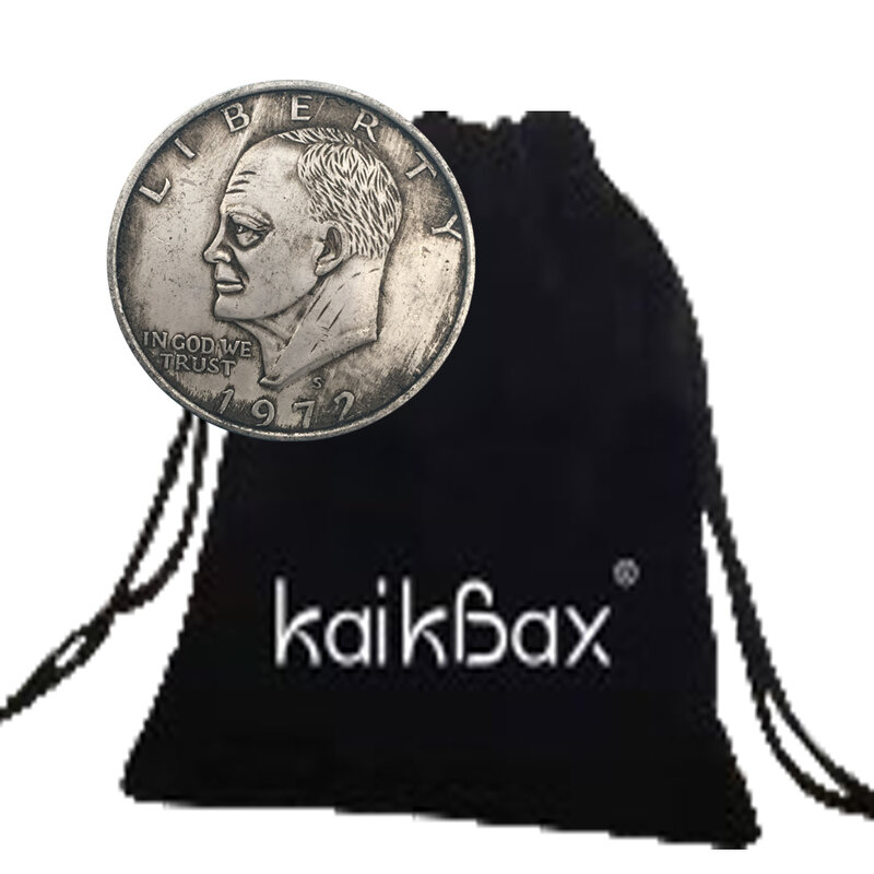عملة جيب تذكارية + حقيبة ، نصف دولار ، عملة فنية ممتعة للزوجين ، إذن ملهى ليلي ، تذكار محظوظ ، هدية الحرية Eisenhower ، هدية