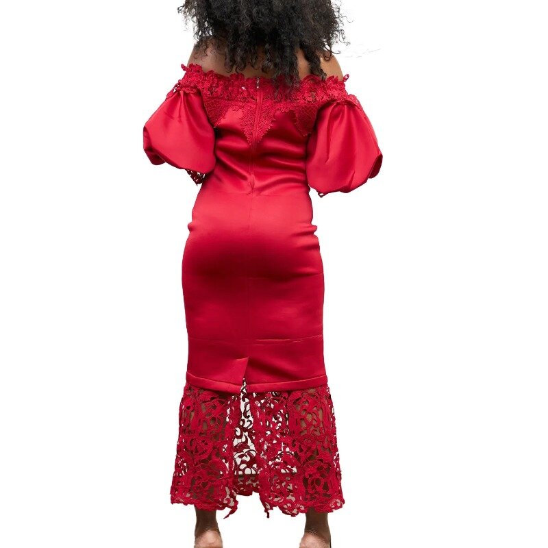 فساتين حفلات الزفاف الأفريقية للنساء ، 3/4 كم ، الدانتيل المرقعة ، فستان سهرة ، الملابس الأفريقية ، الخريف ، Dashiki