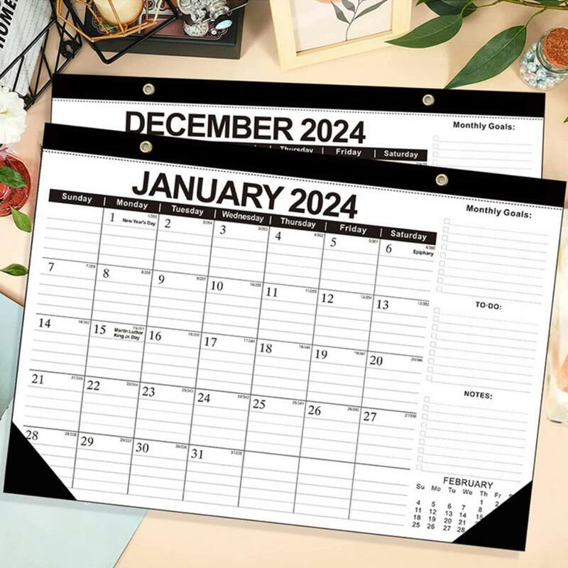 دائم الإنجليزية جدار التقويم ، سهلة القراءة ، سنويا ، سطح المكتب ، 18 -- شهر ، 2024.1-2025.6