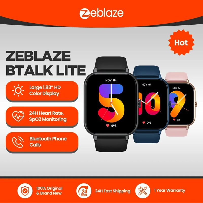 ساعة ذكية Zeblaze talk Lite تتصل بالصوت والمراقبة الرياضية الصحية والإشعارات الذكية للرجال