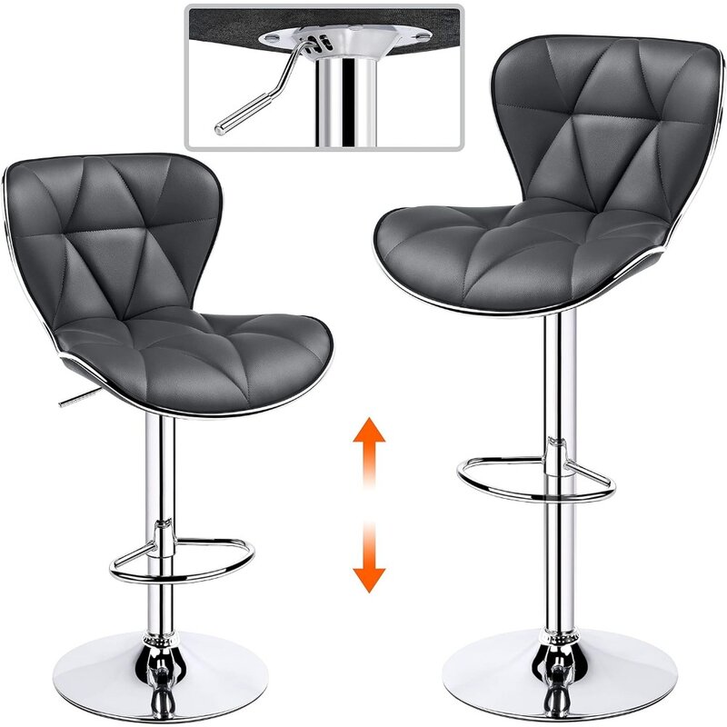 مقاعد بار من الجلد الصناعي قابلة للتعديل ، مقاعد بار ، كرسي دوار مع قشرة ، كراسي حلاقة خلفية ، عصرية ، مجموعة من 4