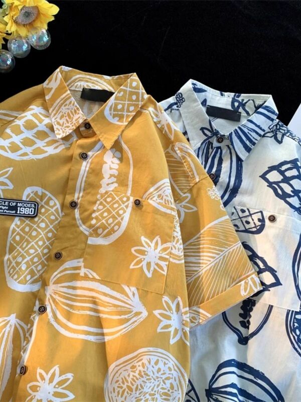 قمصان زهرية بأكمام قصيرة للرجال والنساء ، قمصان هاواي فضفاضة ، أزواج اميريين رائجة ، قمصان شاطئ غير رسمية ، موضة صيفية ، جديدة ،