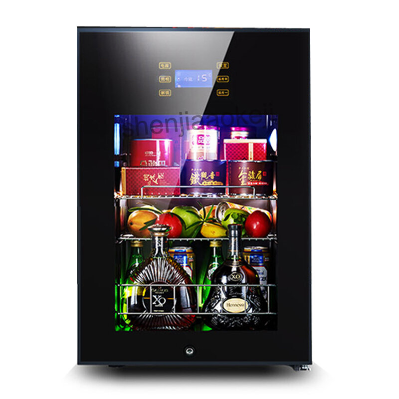 62L ثلاجة التخزين البارد النبيذ ثلاجات شفافة زجاج الباب الشاي المشروبات المجمدات-5to10 درجة C خزانة عينة الغذاء