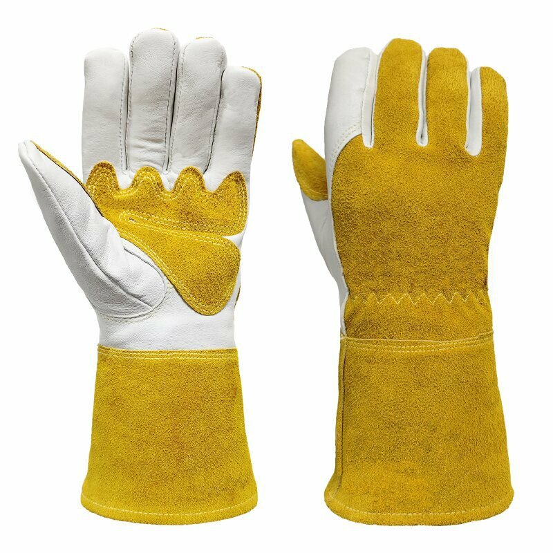 1 Pair Sheepskin Welding Gloves Heat Insulation  Anti Scalding Horticultural and Anti Cutting Labor Protection Gloves