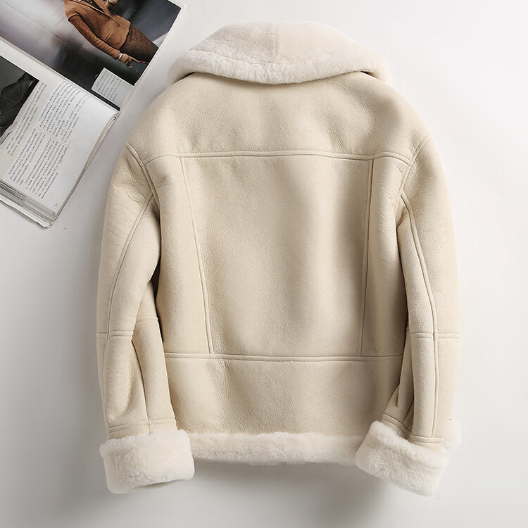 Ayunsu معطف الفرو الطبيعي للنساء ملابس الشتاء حقيقية جلد الغنم سترة Famale معاطف بيضاء قصيرة فورر فام SQQ1126