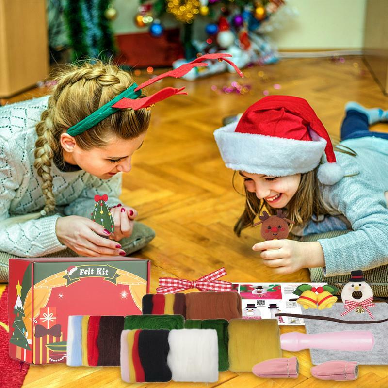 إبرة التلبيد عدة للمبتدئين والأطفال ، لتقوم بها بنفسك فن الصوف ، بدس المواد ، لعبة اليدوية ، طقم بداية عيد الميلاد